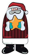 Image showing Santa with golden star vector or color illustration