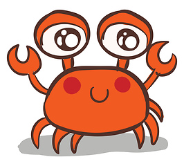 Image showing Vector illustration of cute orange smiling crab on white backgro