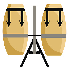 Image showing The big brown coloured hand drums vector or color illustration