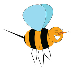 Image showing A happy bee flying in the sky vector or color illustration