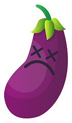 Image showing Unconscious cartoon eggplant illustration vector on white backgr