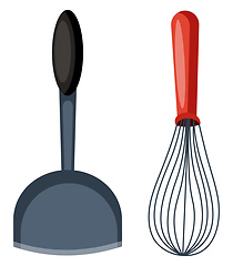 Image showing Spatula and a beater vector color illustration.