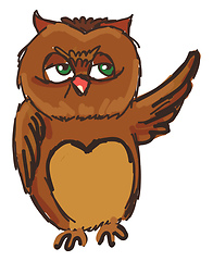 Image showing An owl waving vector or color illustration