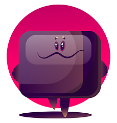 Image showing Purple cartoon TV monster vector illustartion on white backgroun