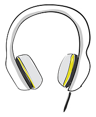 Image showing Wired high resolution audio overhead headphones, white, vector o