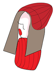 Image showing Abstract pictur of a girl with red hat vector illustration on ba