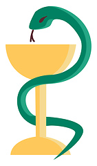 Image showing A green serpent coiled to champagne glassware vector or color il