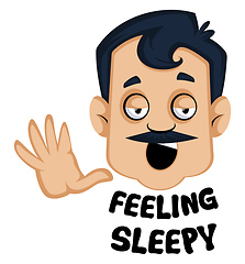 Image showing Man is feeling sleppy, illustration, vector on white background.