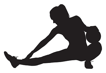 Image showing Silhouette of a woman stretches out her right leg, illustration,