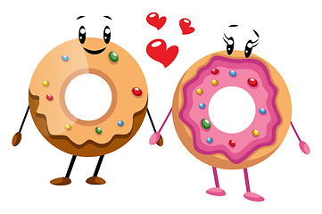 Image showing Couple of donut in love illustration vector on white background