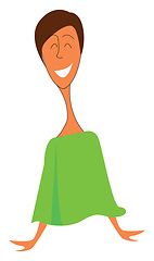 Image showing The portrait of a woman in green-colored costume laughing vector