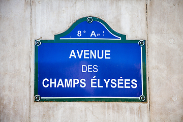 Image showing Avenue des Champs Elysees street sign, Paris, France