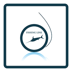 Image showing Icon of fishing line on gray background, round shadow