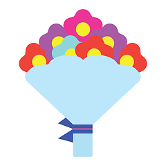 Image showing Tulips bouquet icon with tied bow