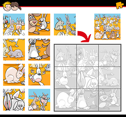 Image showing jigsaw puzzle game with bunnies