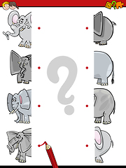 Image showing match the elephants halves