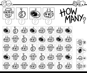 Image showing counting robots coloring page
