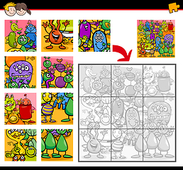 Image showing jigsaw puzzle with aliens