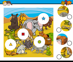 Image showing match pieces game with animals