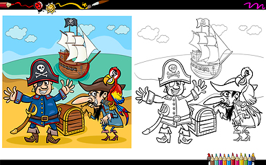 Image showing pirates with treasure coloring page