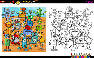 Image showing cartoon robots coloring page