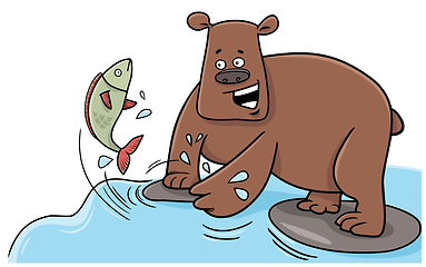 Image showing fishing bear cartoon character