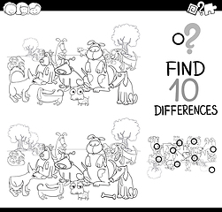 Image showing dog difference game coloring page