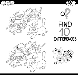 Image showing cat difference game coloring page