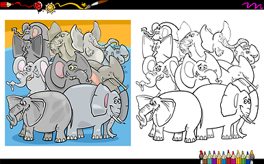 Image showing cartoon elephants coloring page