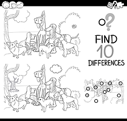 Image showing dogs difference game coloring page