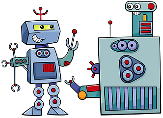 Image showing robot characters cartoon illustration