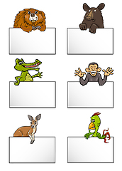 Image showing animals with cards cartoon set