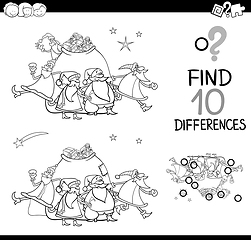 Image showing christmas differences coloring page