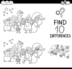 Image showing difference game with santa for coloring
