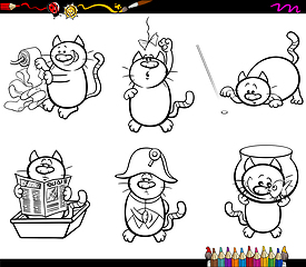 Image showing cat characters coloring page