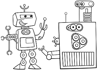 Image showing robots character coloring page