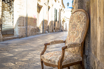 Image showing Old chair in a traditional street of Lecce, Italy.