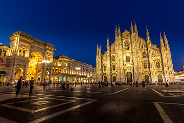 Image showing MILAN, ITALY - APRIL 28th, 2018: turists during blue hour taking