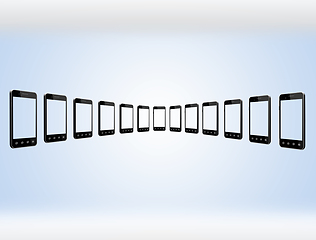 Image showing smart-phones transparent on the light gradient background