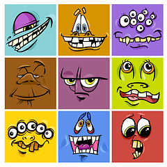 Image showing cartoon monster faces set