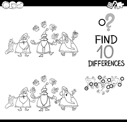 Image showing santa difference game for coloring