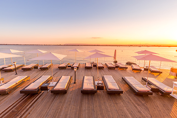 Image showing SYRACUSE, ITALY - sunset in front of the sea