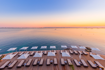 Image showing SYRACUSE, ITALY - sunset in front of the sea