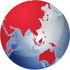 Image showing Map of Asia on globe  illustration