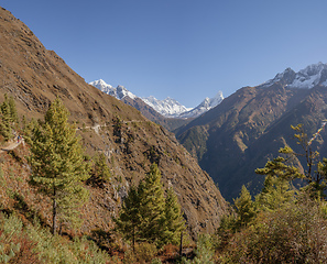 Image showing Everest, Lhotse and Ama Dablam summits. 