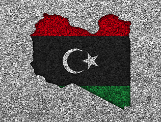 Image showing Map and flag of Libya on poppy seeds