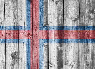 Image showing Flag of Faroe Islands on weathered wood