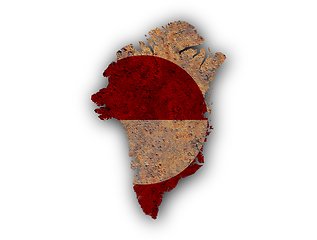 Image showing Map and flag of Greenland on rusty metal