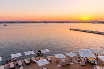 Image showing SYRACUSE, ITALY - sunset in front of the sea