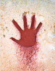 Image showing Red hand on stone - graphic gothic element